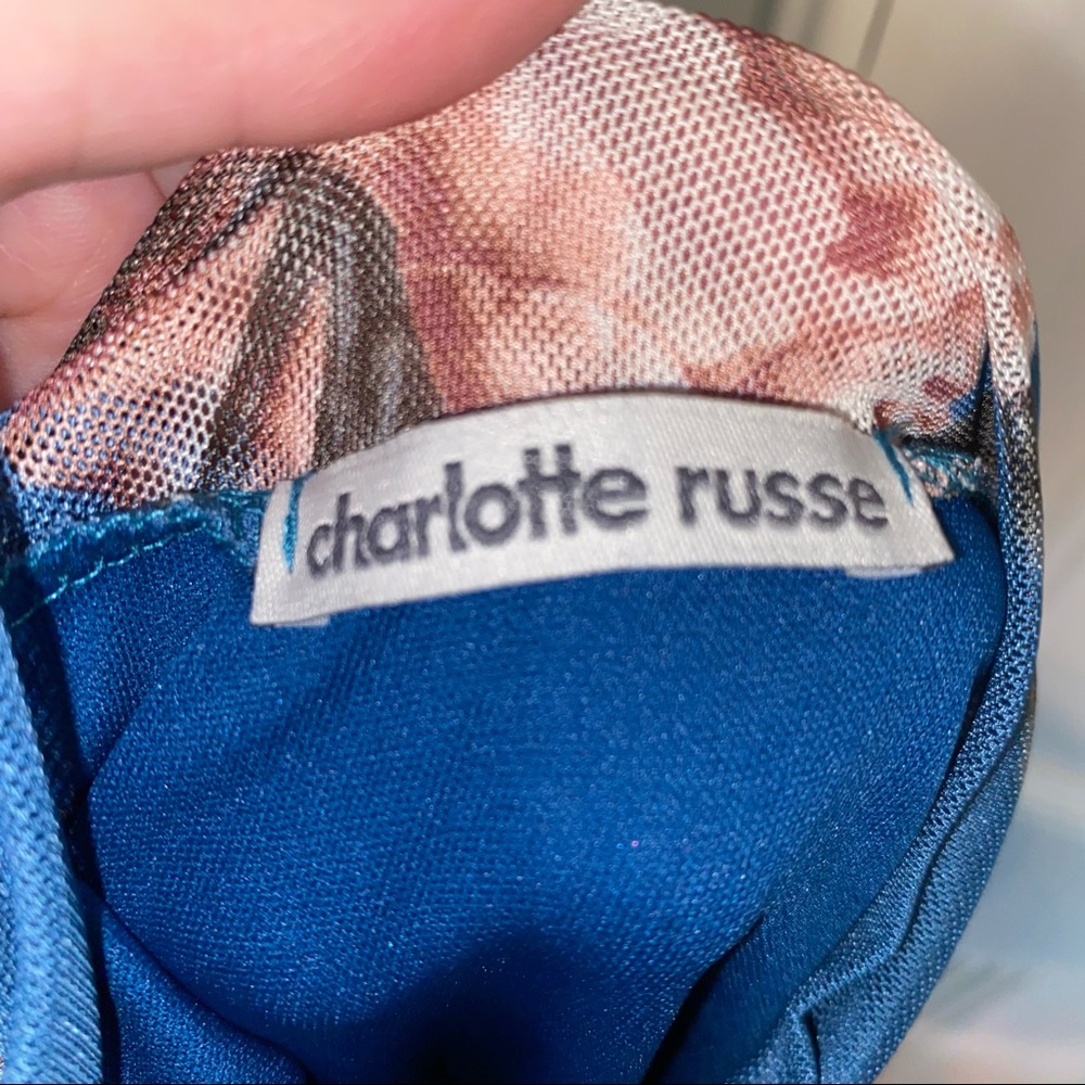 Charlotte Russe Blue Dress with Pink Floral Design - Picture 10 of 10